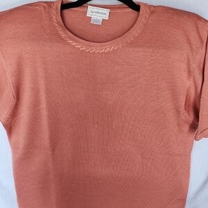 Jacobson's Silk Peach Short Sleeve Knit Top
